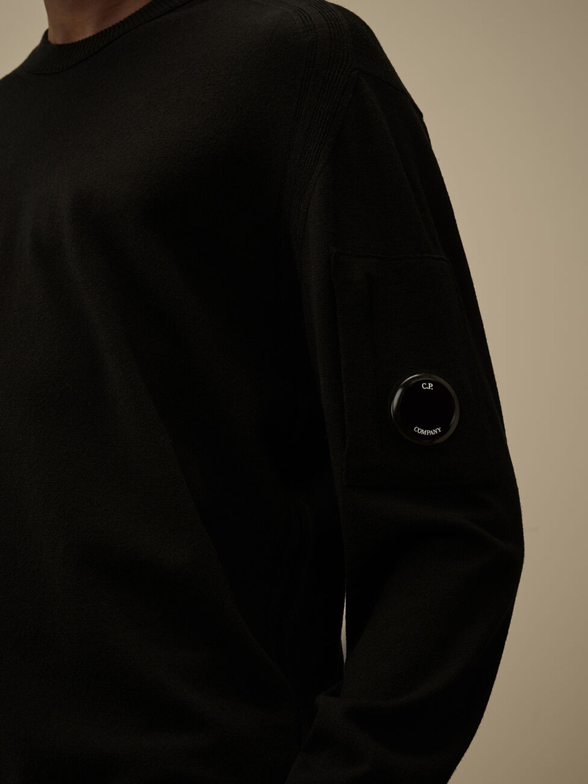 C.P.COMPANY Wool Crewneck Sweater with Pocket and Lens Detail - Men's