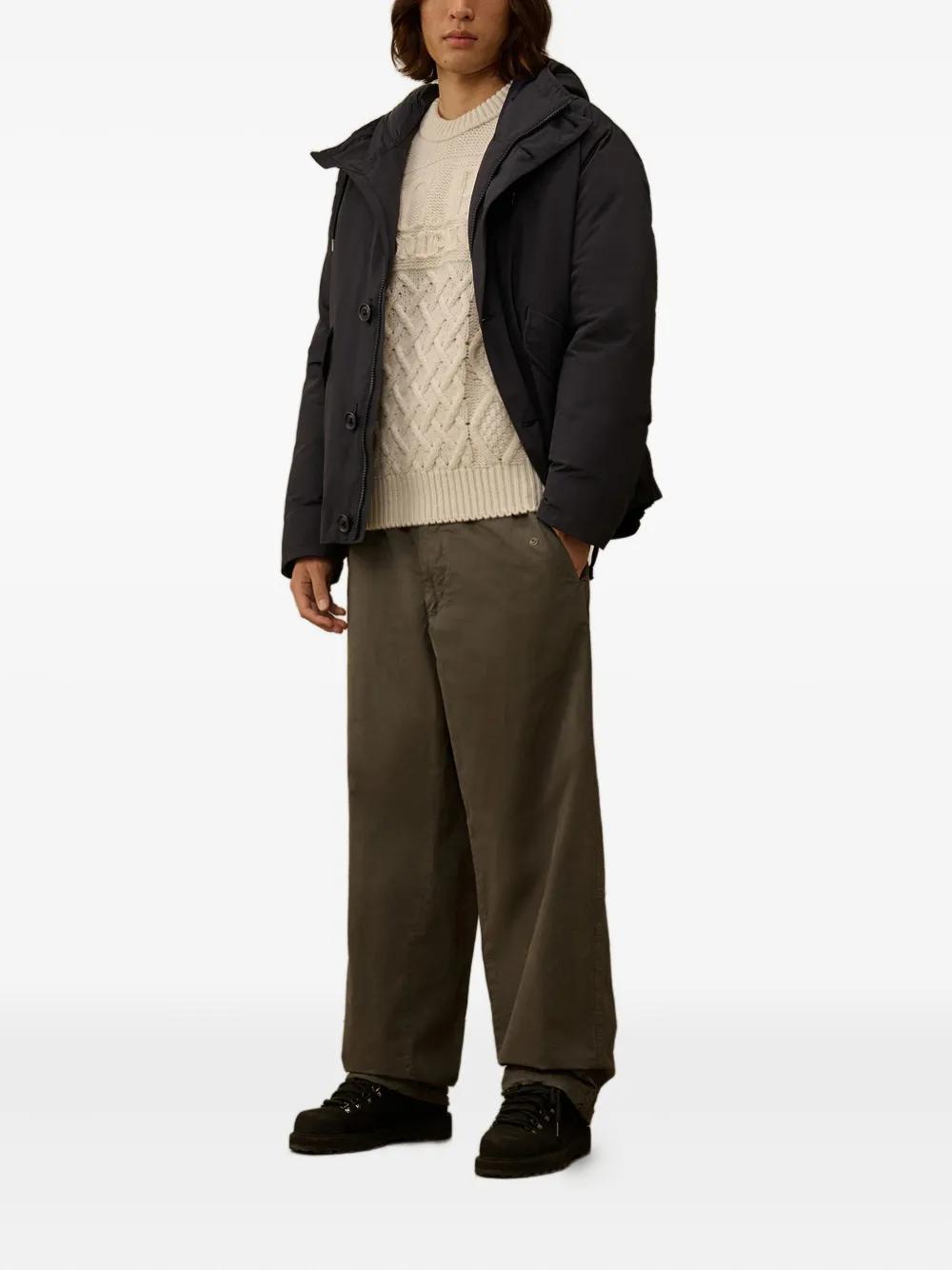 C.P.COMPANY Logo-Embroidered Cable-Knit Sweater