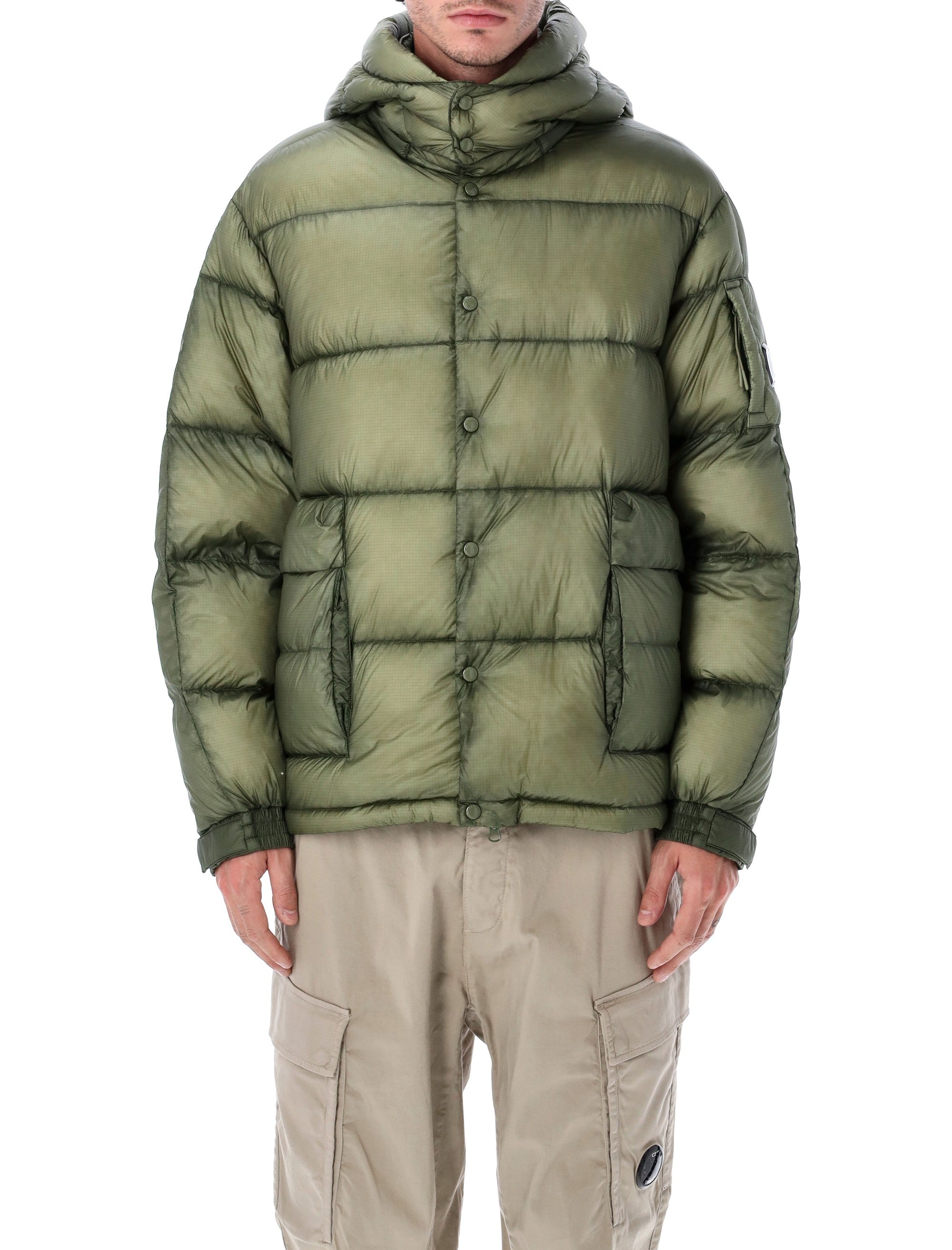 C.P.COMPANY Men's Regular Fit Shell Puffer Jacket with Adjustable Hood