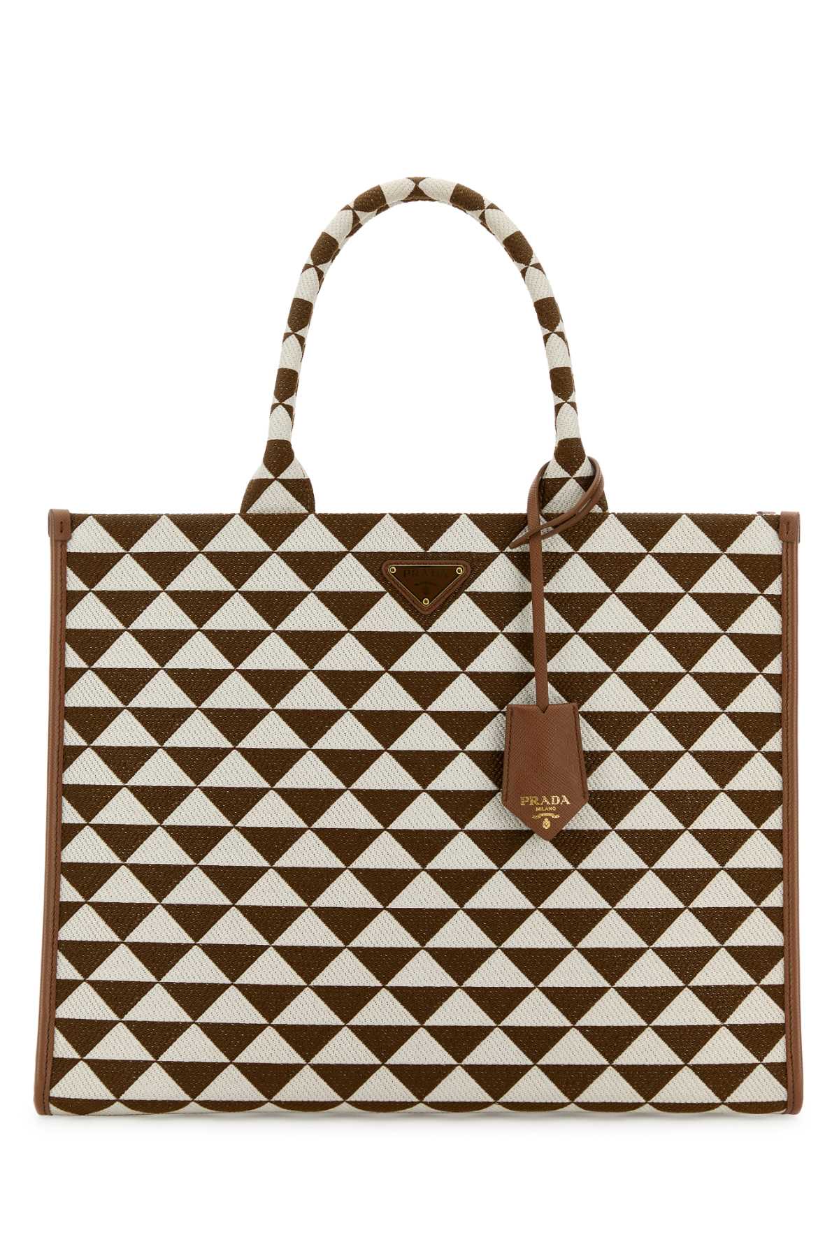 PRADA Embroidered Fabric Large Symbol Shopping Handbag