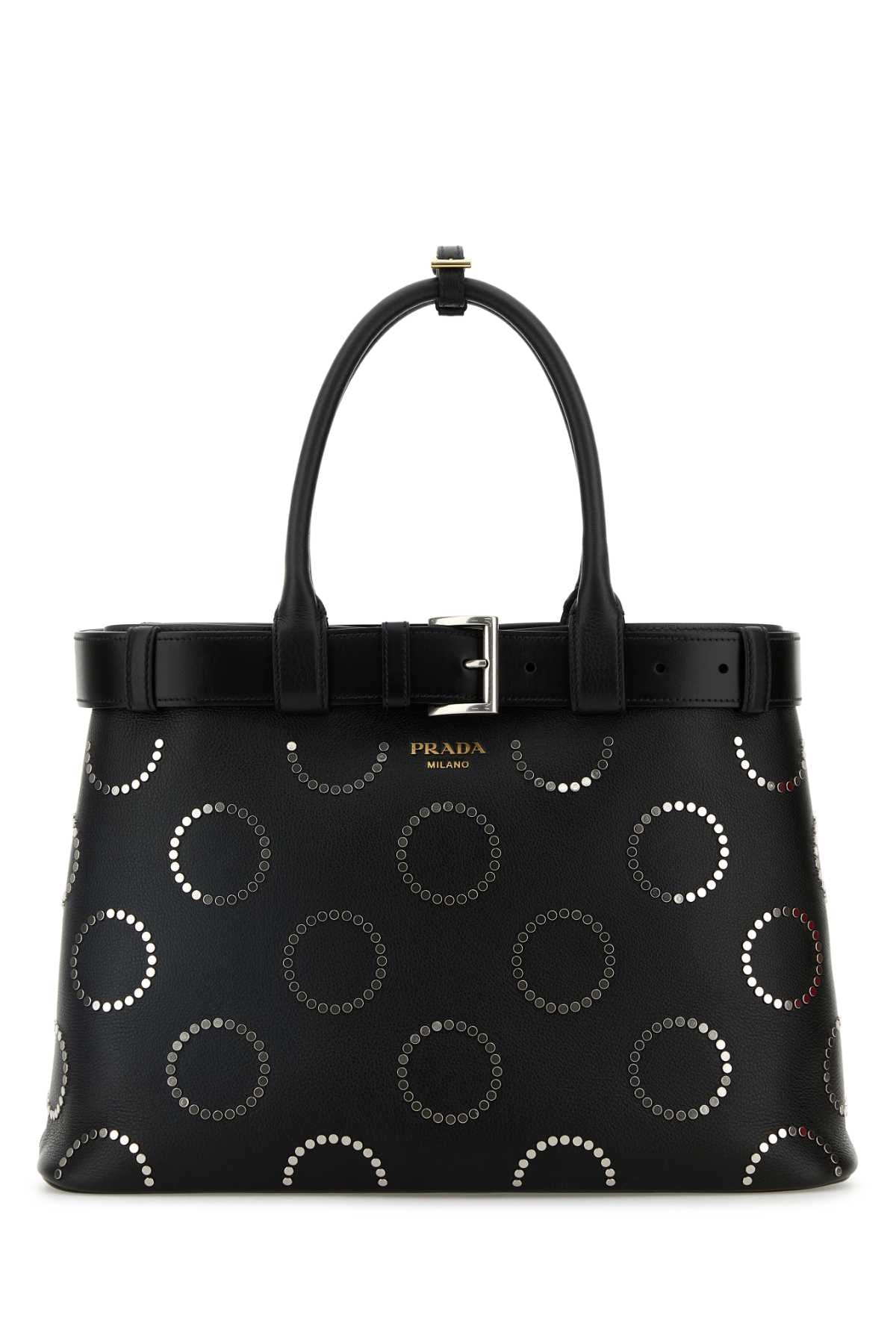 PRADA Large Leather Buckle Handbag