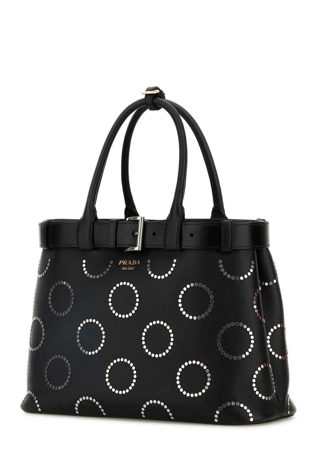 PRADA Large Leather Buckle Handbag