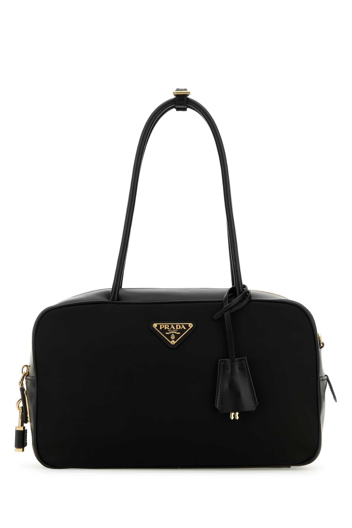 PRADA Nylon Handbag with Gold Metal Details