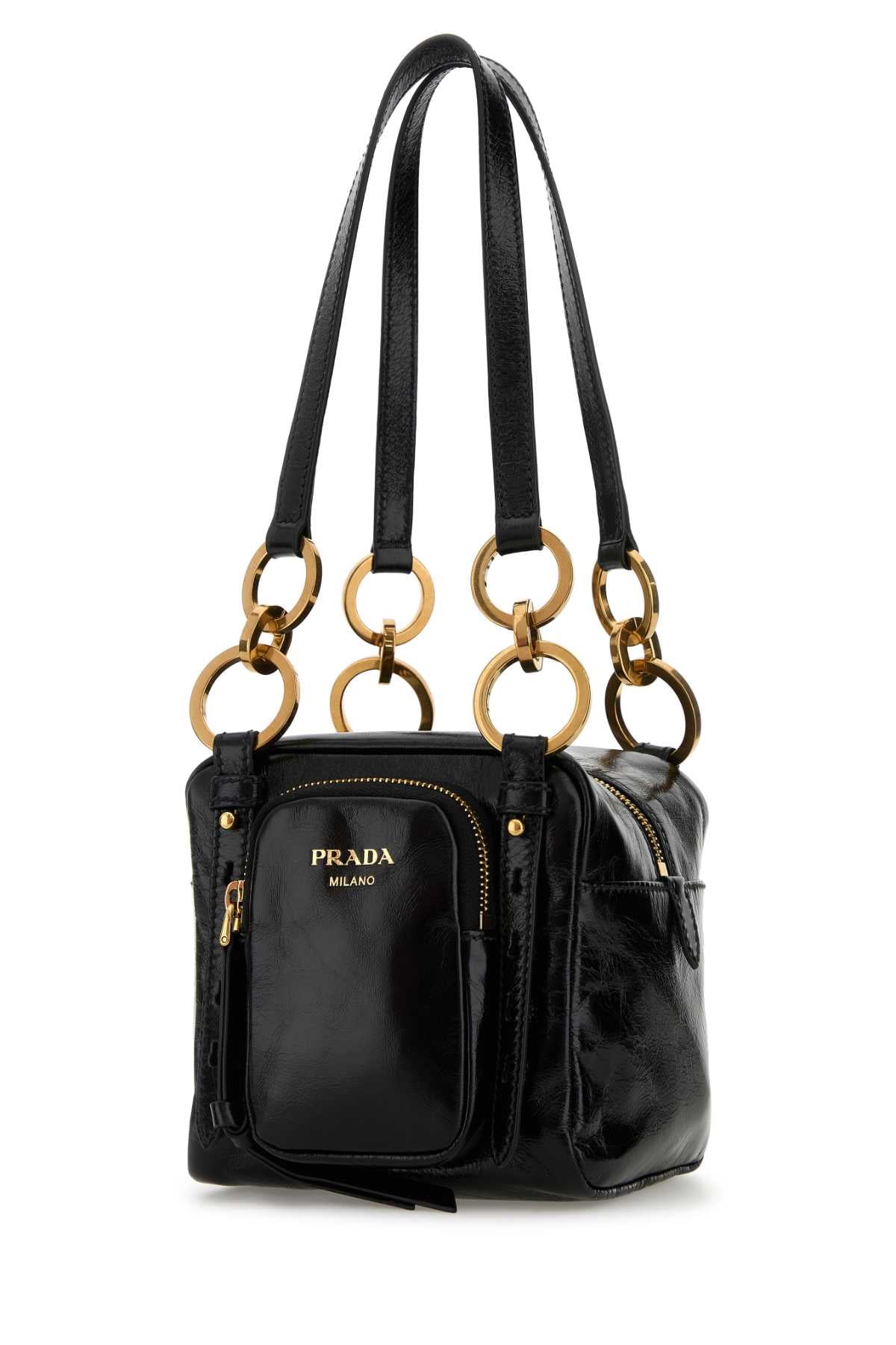 PRADA Mini Leather Dangle Boston Handbag