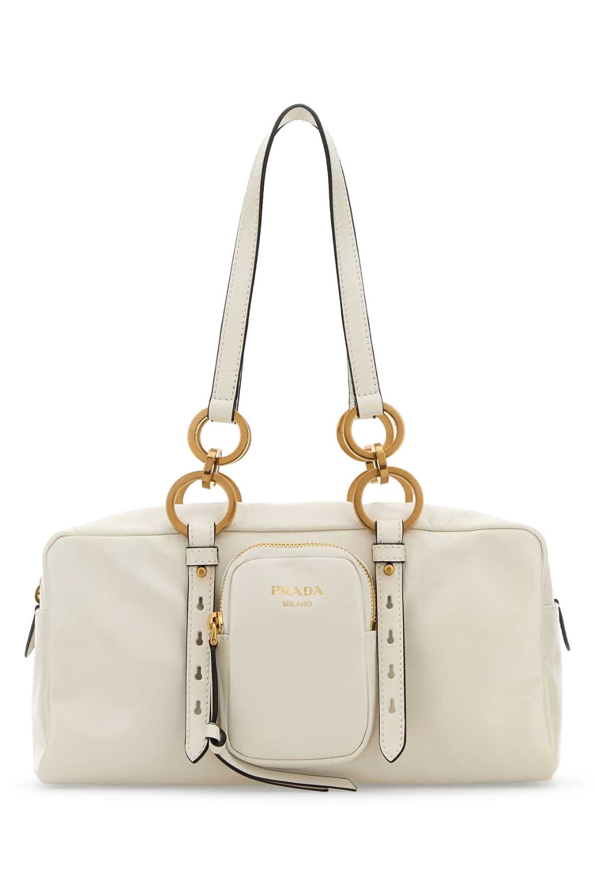 PRADA Ivory Mini Leather Crossbody Handbag