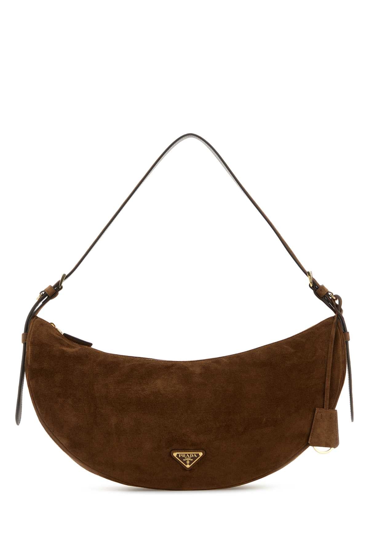 PRADA Large Suede Shoulder Handbag