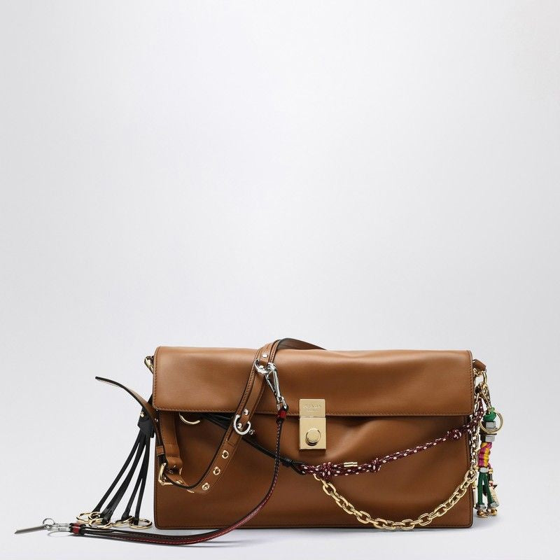 PRADA Soft Sound Large Leather Handbag with Charms