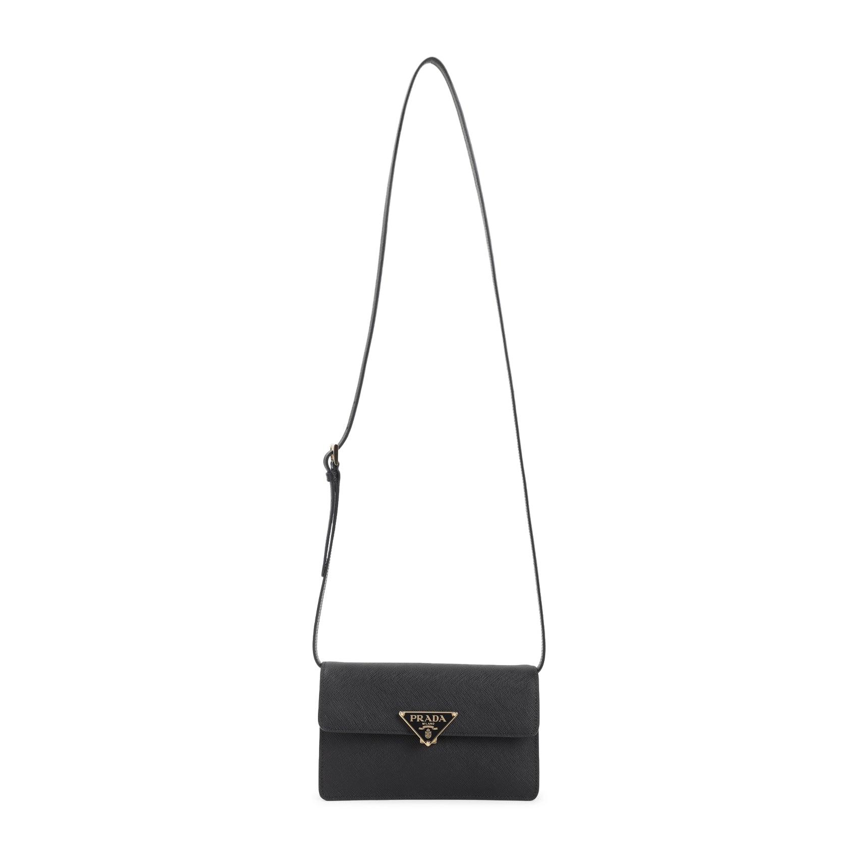 PRADA Mini Handbag with Triangle Logo in Saffiano Leather