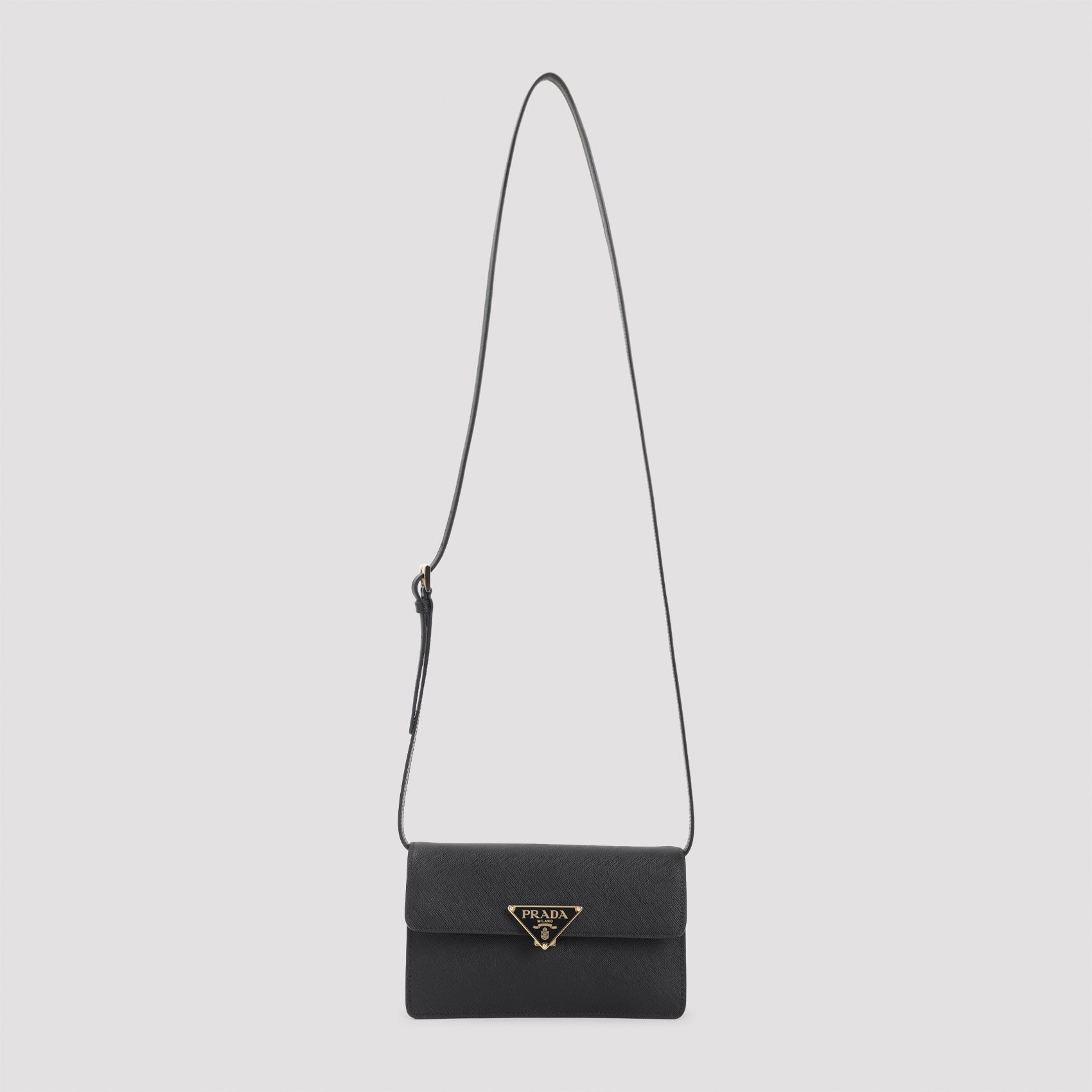 PRADA Mini Handbag with Triangle Logo in Saffiano Leather