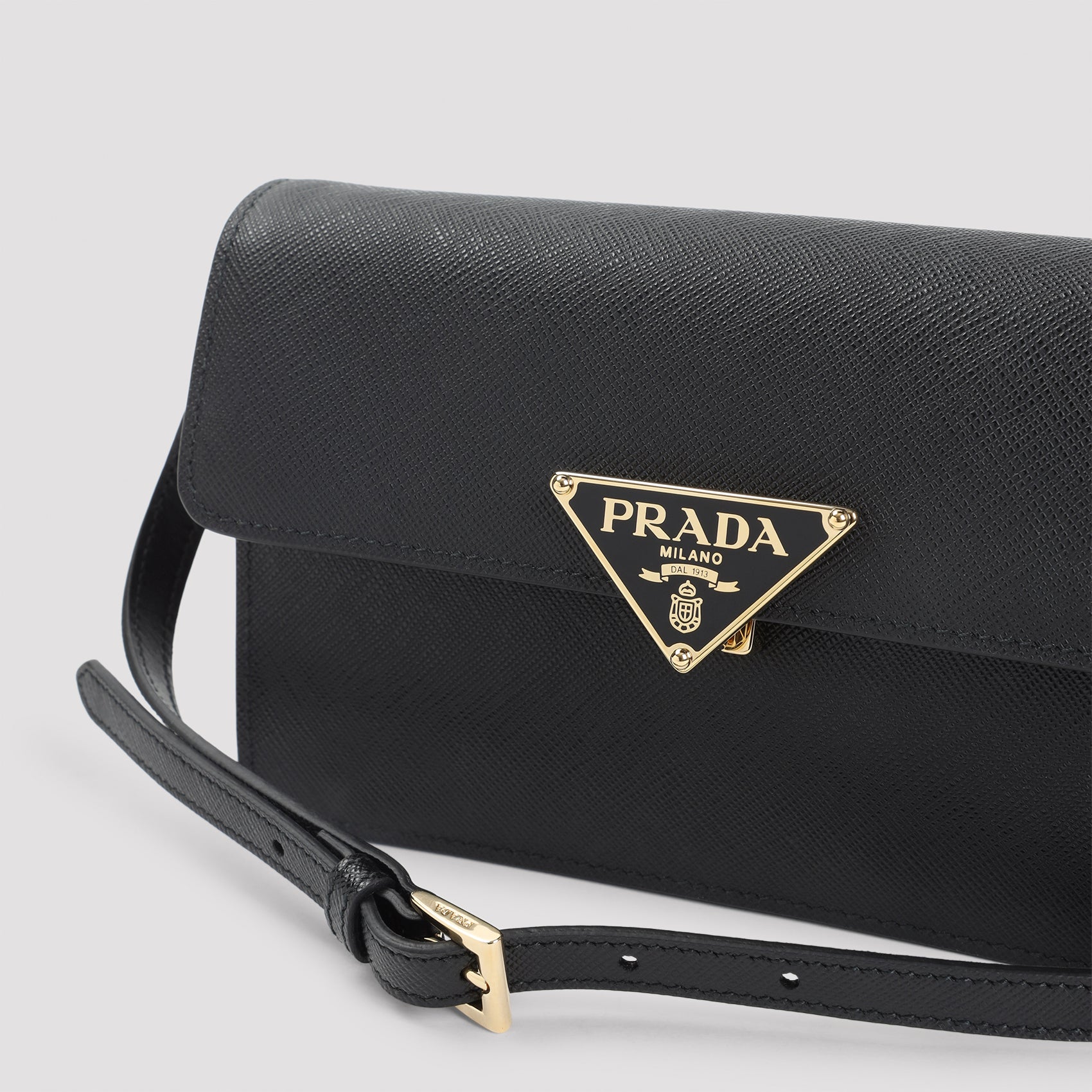 PRADA Mini Handbag with Triangle Logo in Saffiano Leather