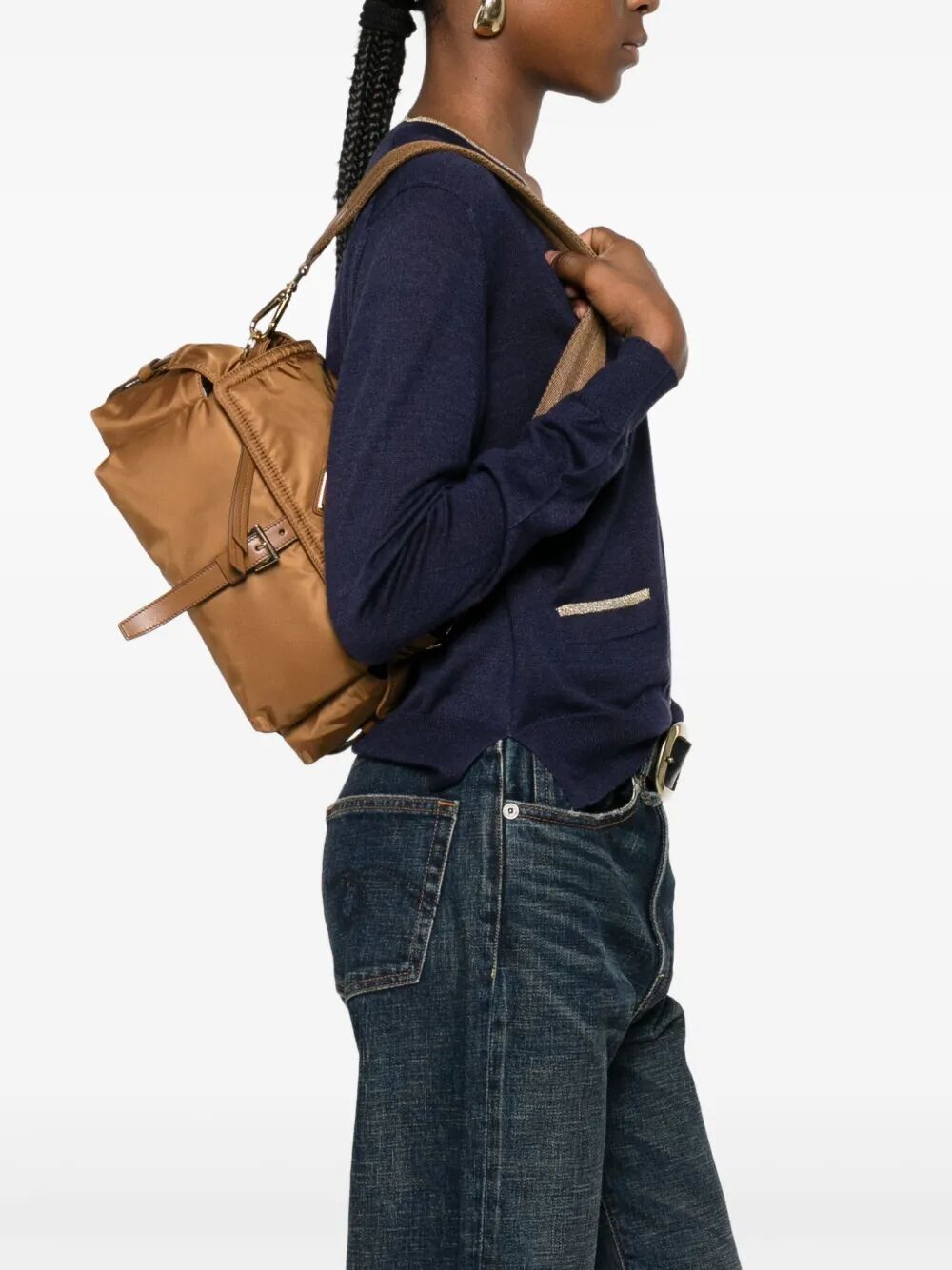 PRADA Explore Medium Re-Nylon Shoulder Handbag with Flap - 30 X 14 X 11 CM