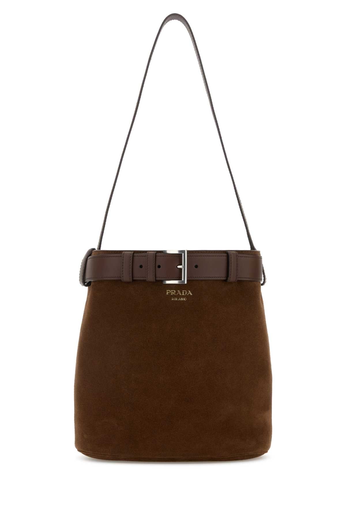 PRADA Mini Suede Buckle Crossbody Handbag