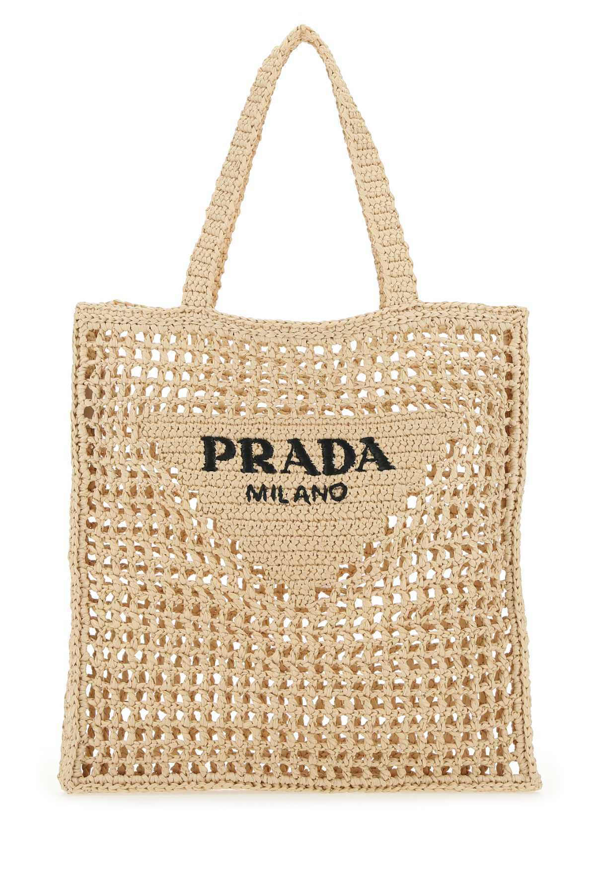 PRADA Mini Raffia Shopping Handbag