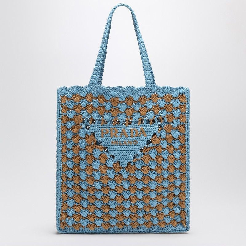 PRADA Crochet Tote Handbag with Logo