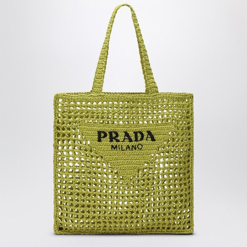 PRADA Crochet Tote Handbag with Logo