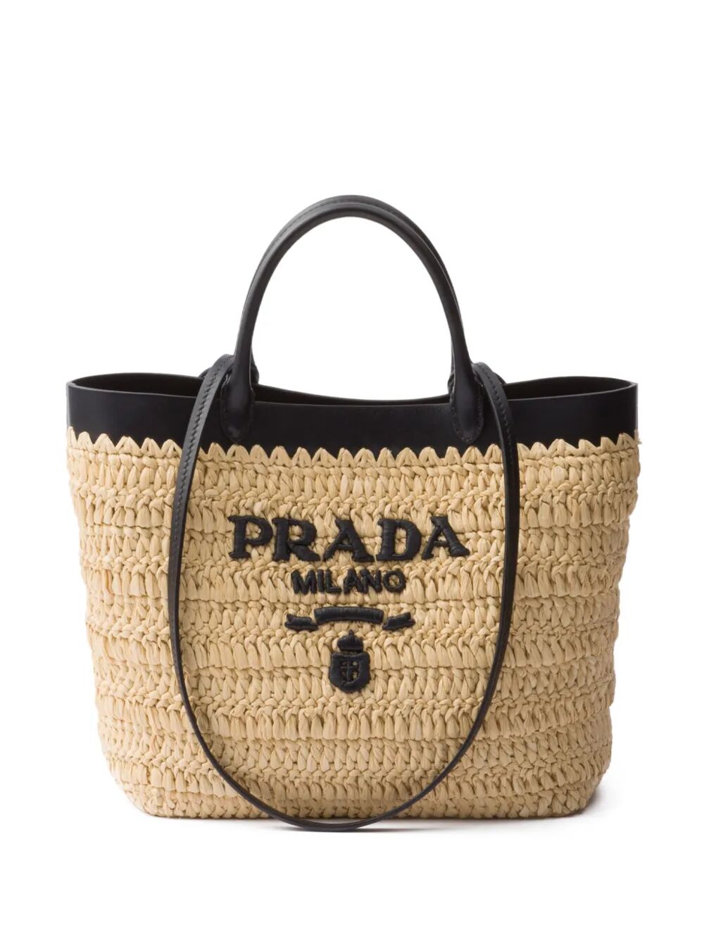 PRADA Mini Crochet and Leather Tote Handbag 25x26x14 CM