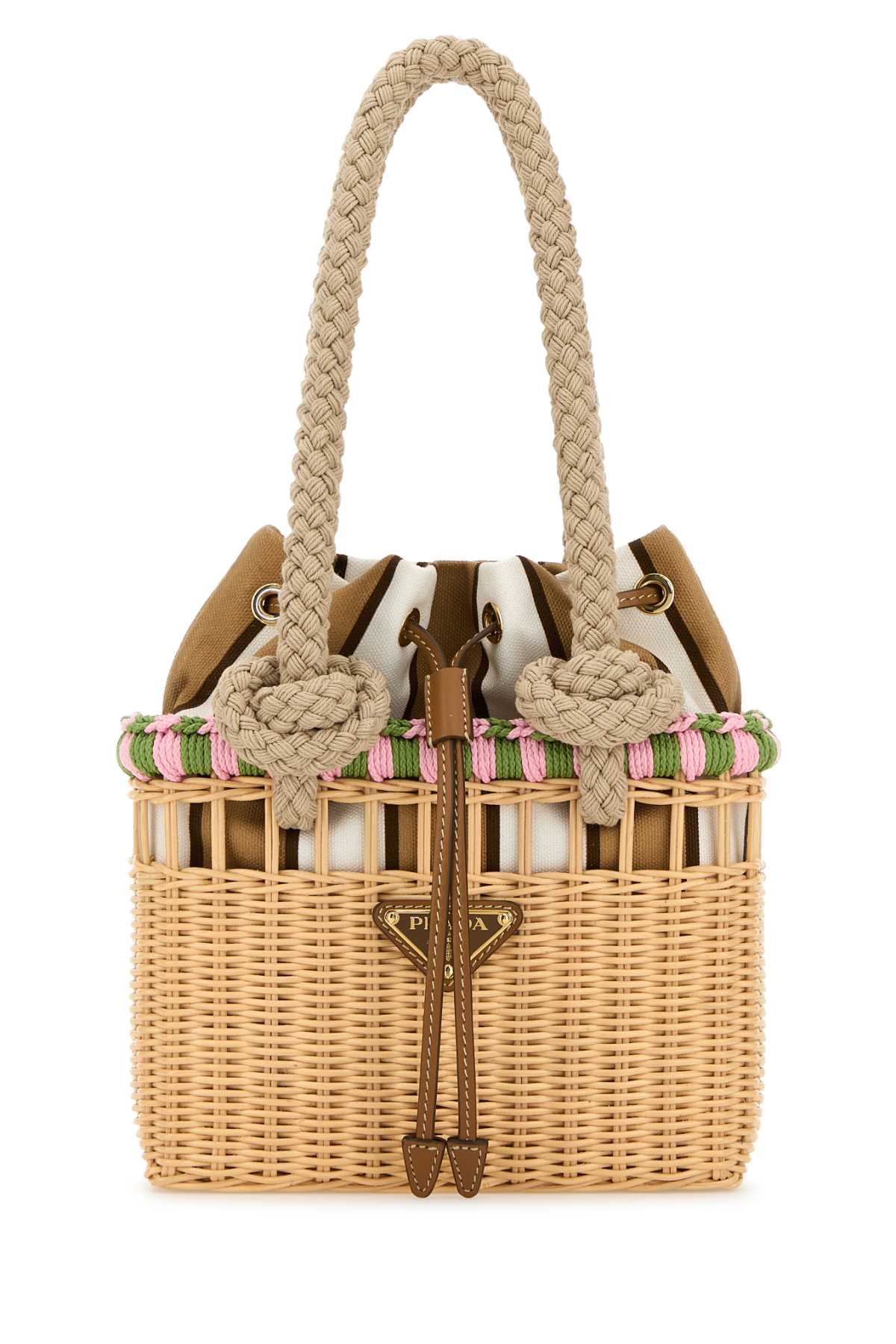 PRADA Mini Wicker Shopping Handbag