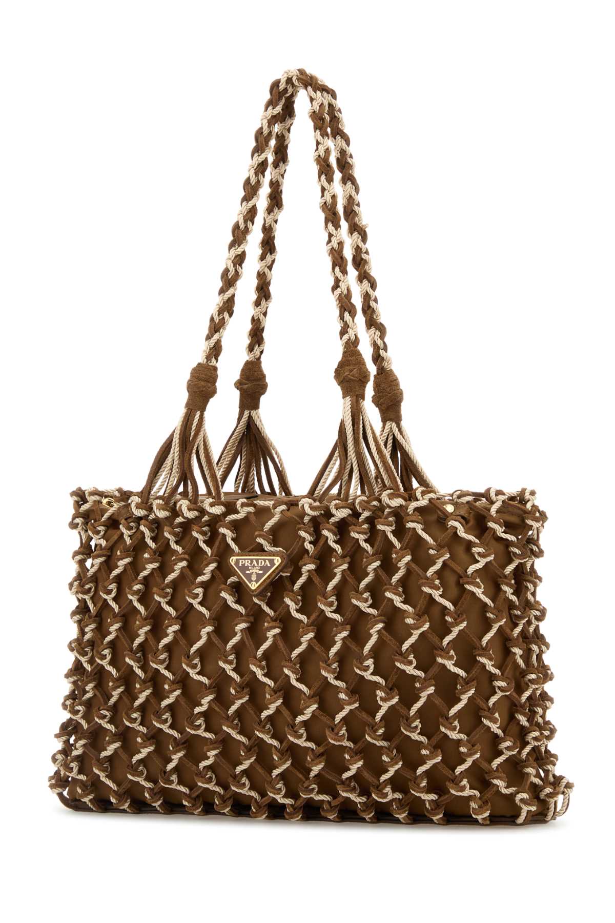 PRADA Two-Tone Mesh Shopping Handbag