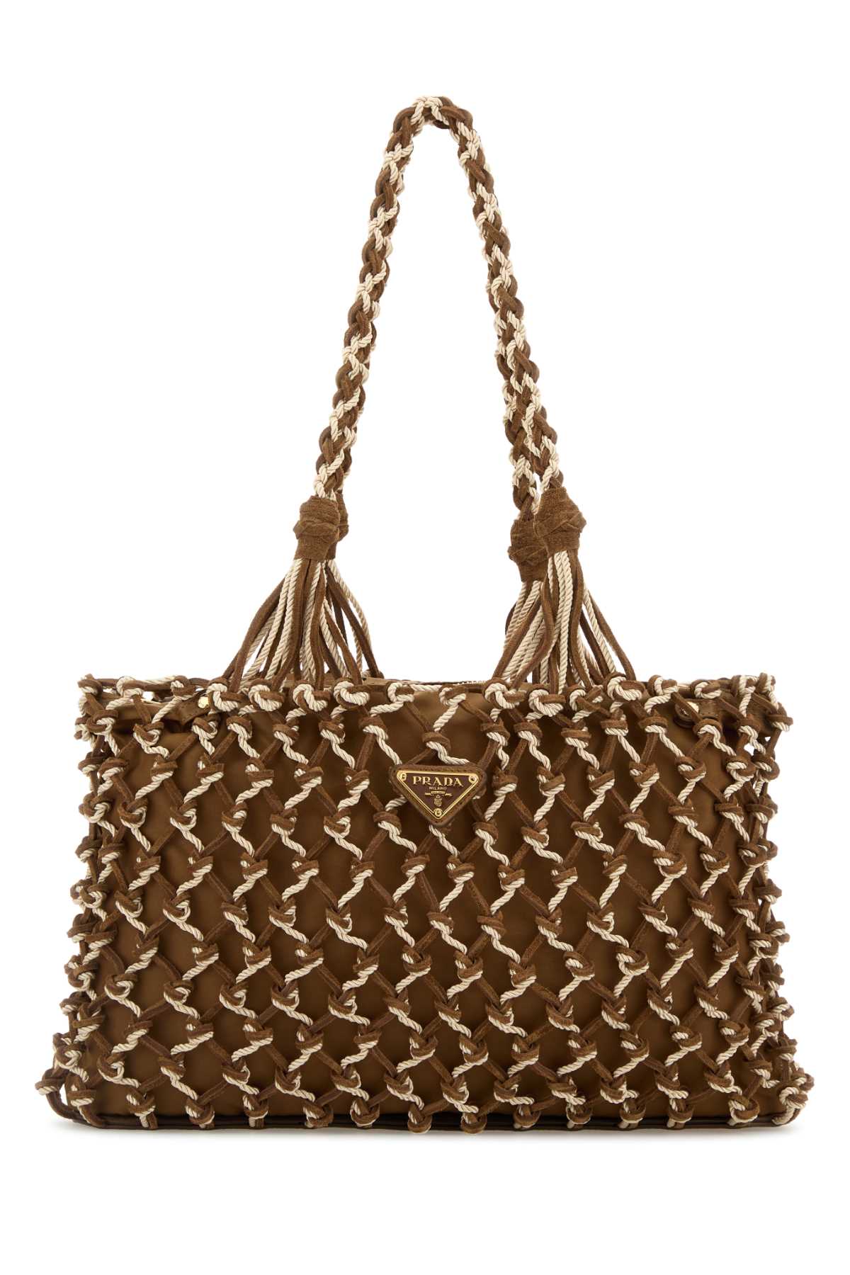 PRADA Two-Tone Mesh Shopping Handbag