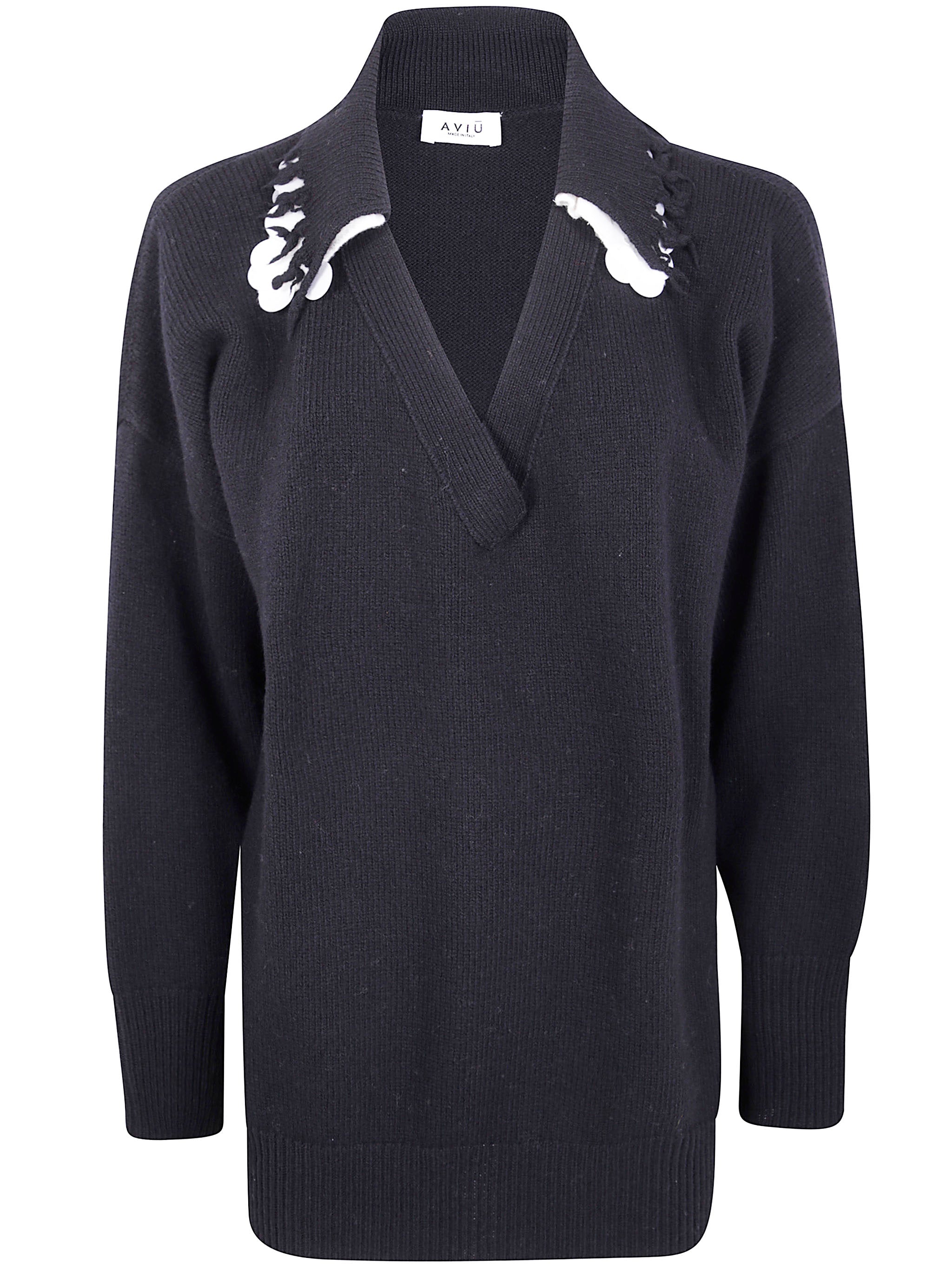 AVIU Sequin V Neck Sweater for Women