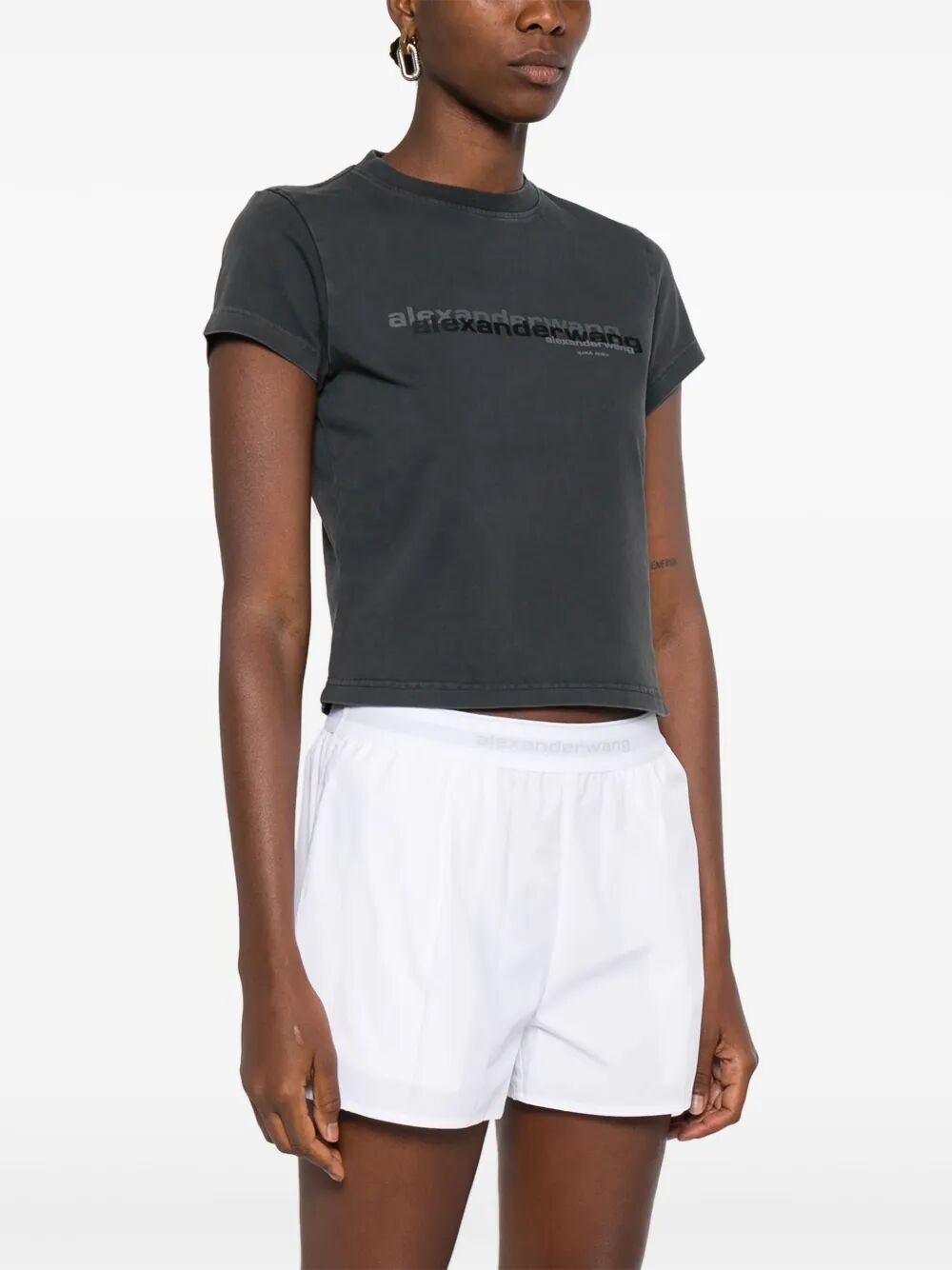 ALEXANDER WANG Mini Cotton Shrunken Logo T-Shirt