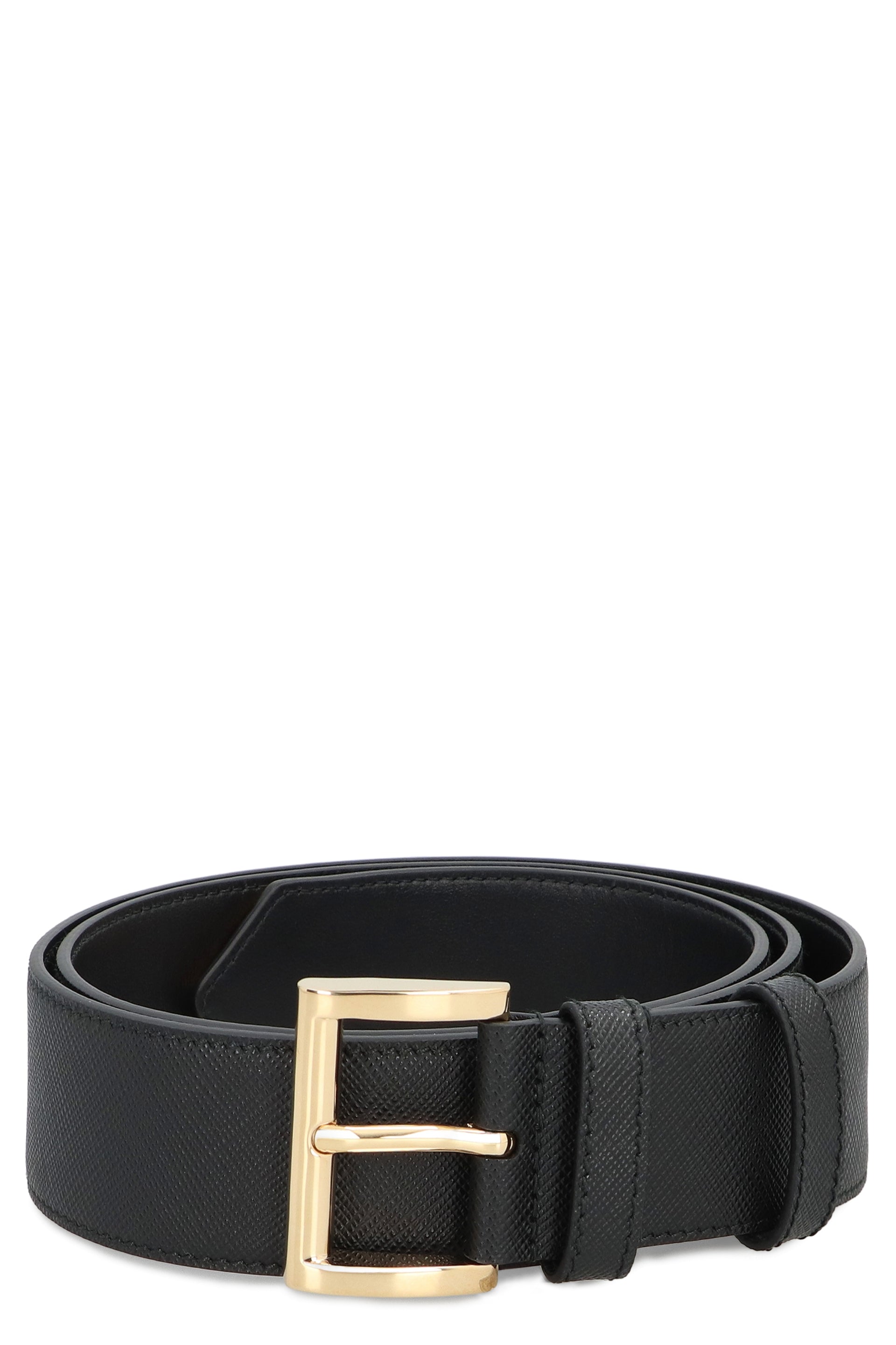 PRADA Saffiano-Print Calfskin Leather Belt - 3.5 cm Height
