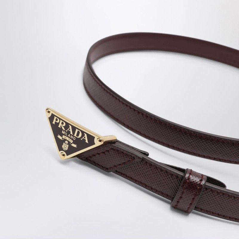 PRADA Saffiano Leather Belt with Triangle Logo