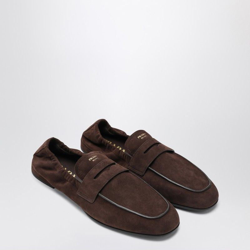 PRADA Suede Moccasin with Tone-on-Tone Mask for Women