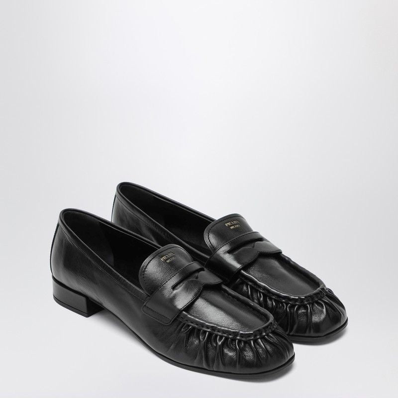 PRADA Ruched Loafers with Logo