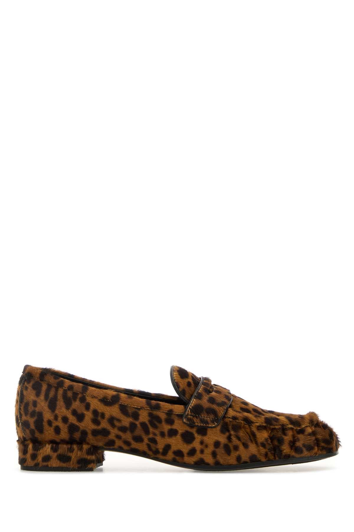 PRADA Printed 100% Leather Hair Loafers for Women