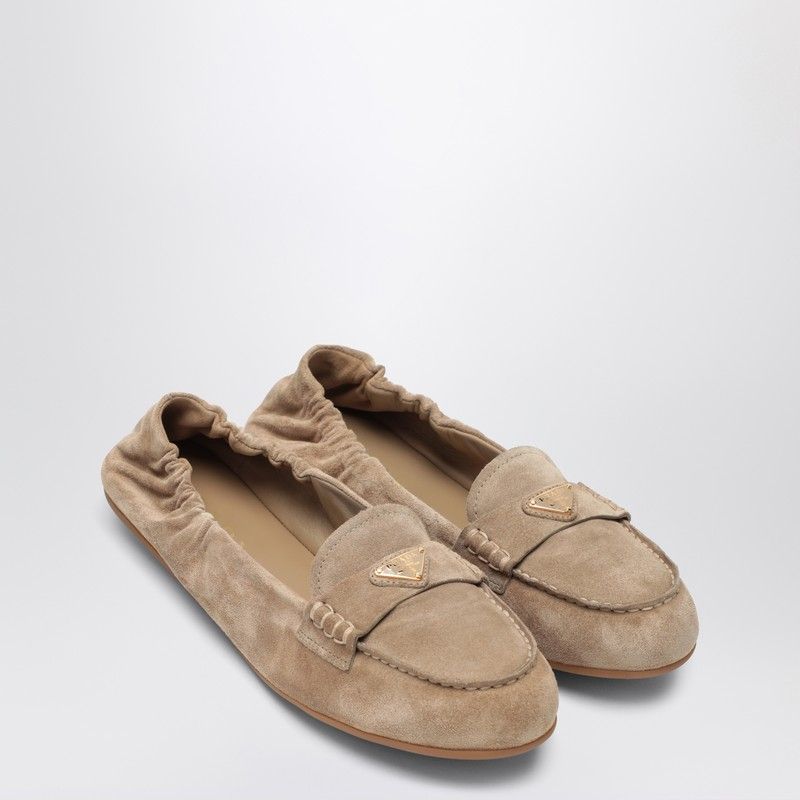 PRADA Suede Moccasin with Logo Triangle