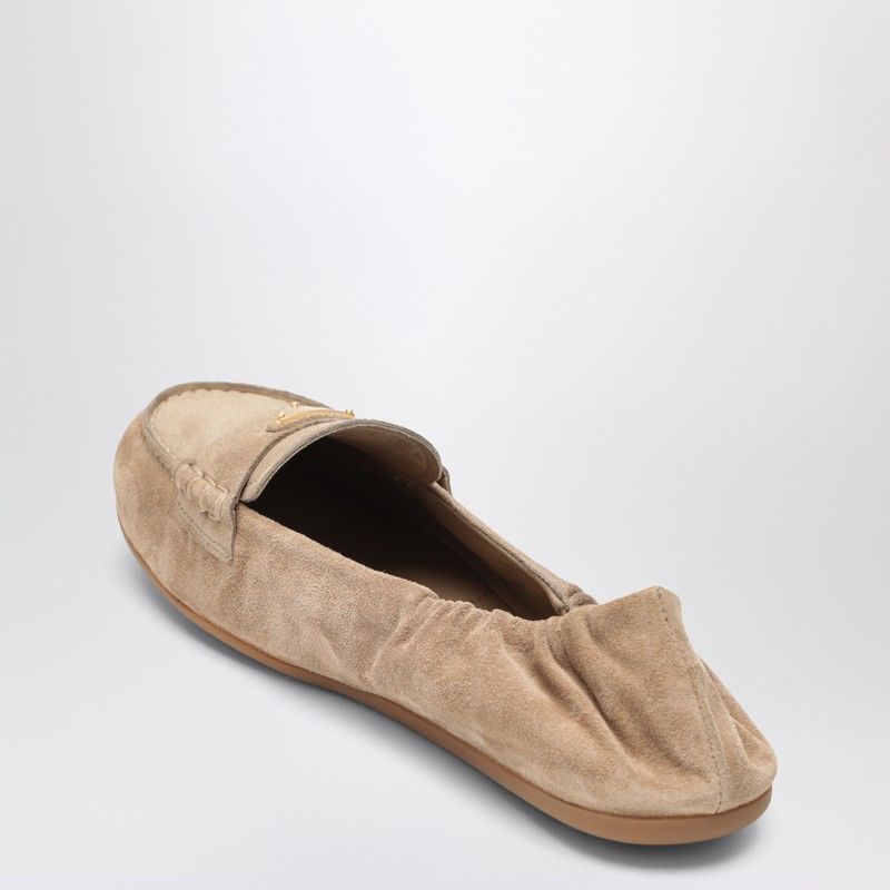 PRADA Suede Moccasin with Logo Triangle