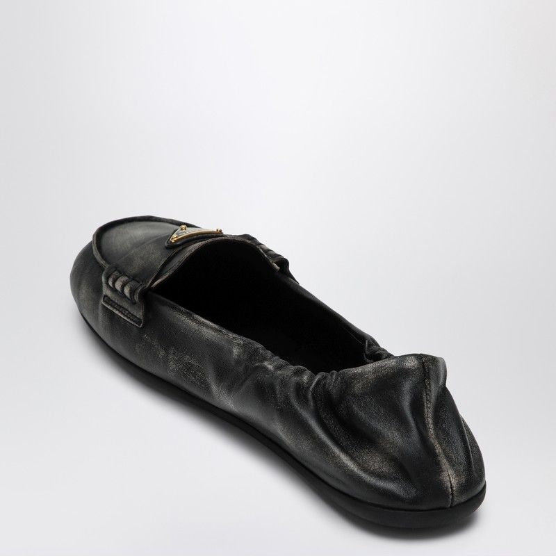 PRADA Vintage-Effect Nappa Leather Moccasins for Women