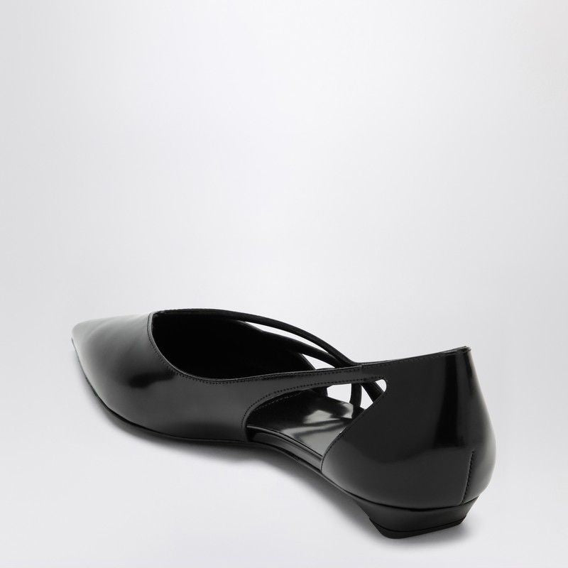 PRADA Cut Out Brushed Leather Ballerina