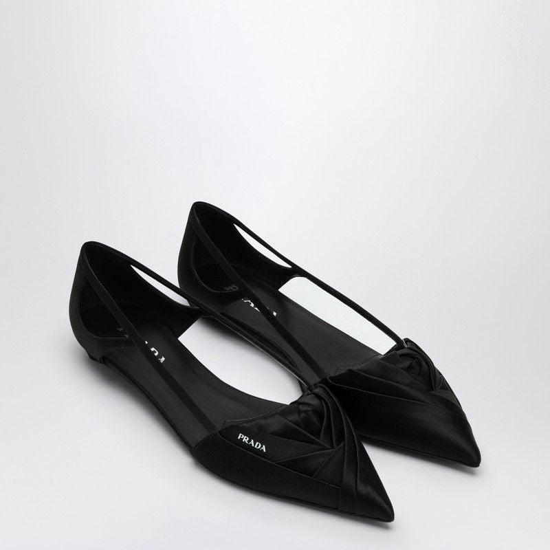 PRADA Satin Ballerina Flats with Cut-Out Details