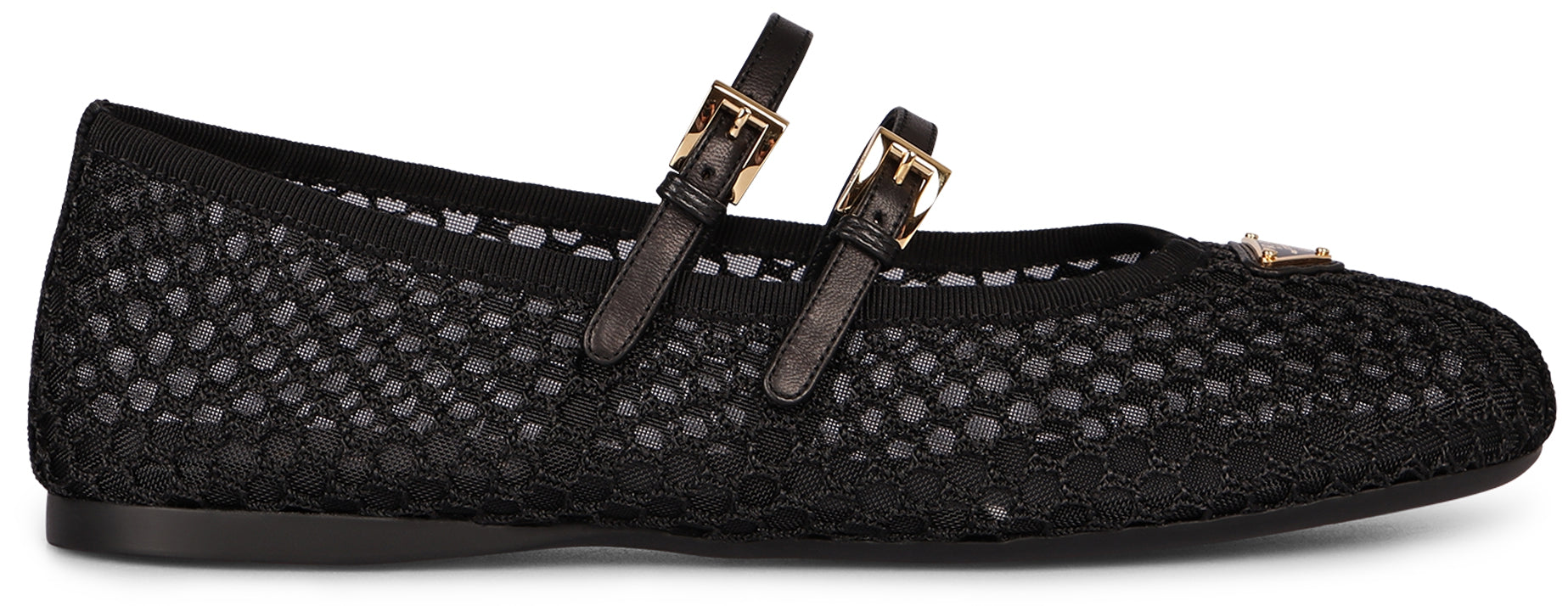 PRADA Mesh Fabric Ballerinas with Adjustable Ankle Straps