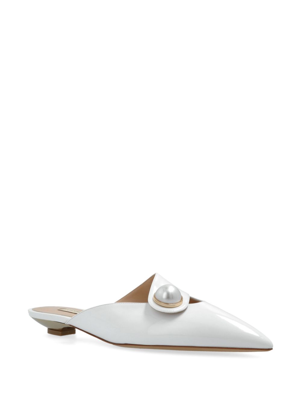 CASADEI Leather Ballet Flats with Faux-Pearl Detail