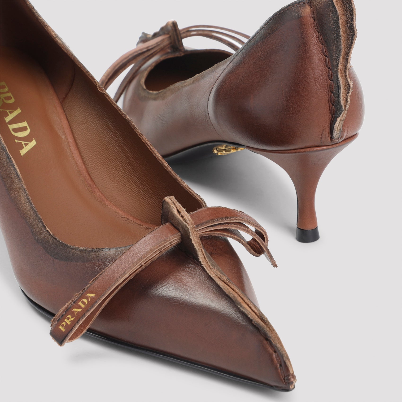 PRADA Elegant 100% Leather Pumps with 5cm Heel Height