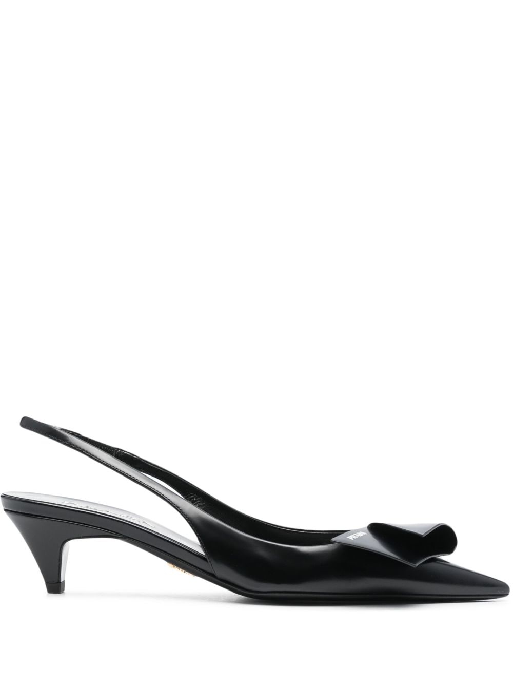 PRADA Fold-Detail Leather Slingback Pumps with 6 cm Heel