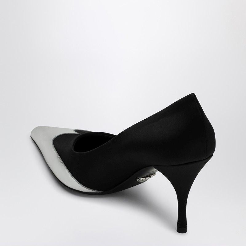 PRADA Sophisticated Satin and Metallic Leather Pumps