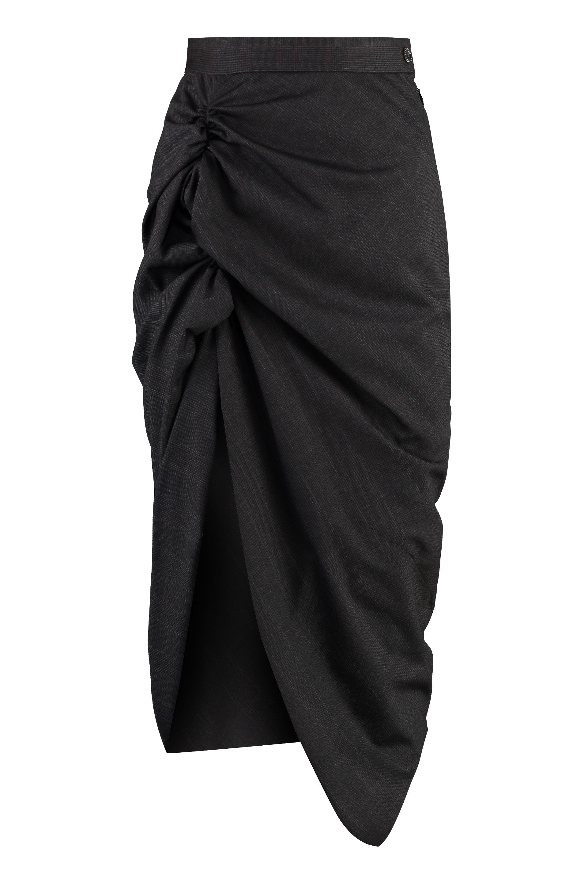 VIVIENNE WESTWOOD Checkered Asymmetrical Mini Skirt with Gathered Detail