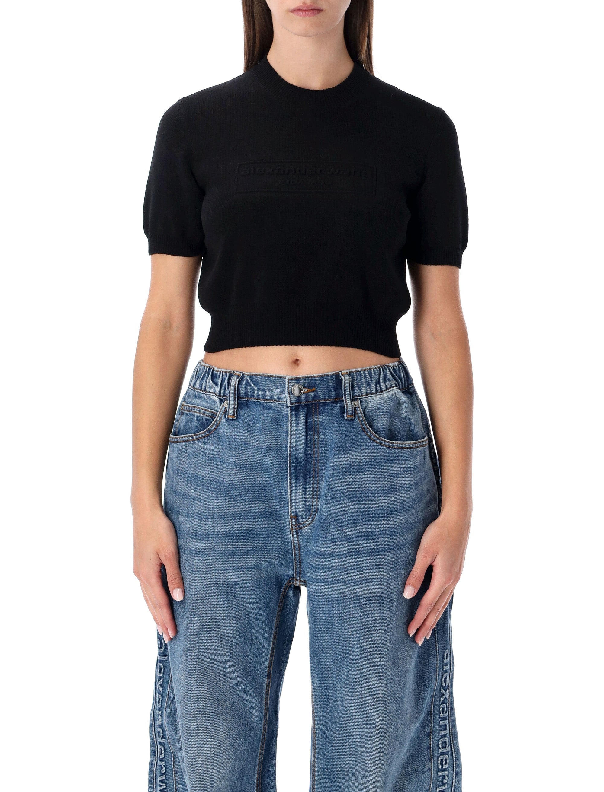 ALEXANDER WANG Cropped Ribbed Chenille Mini Sweater