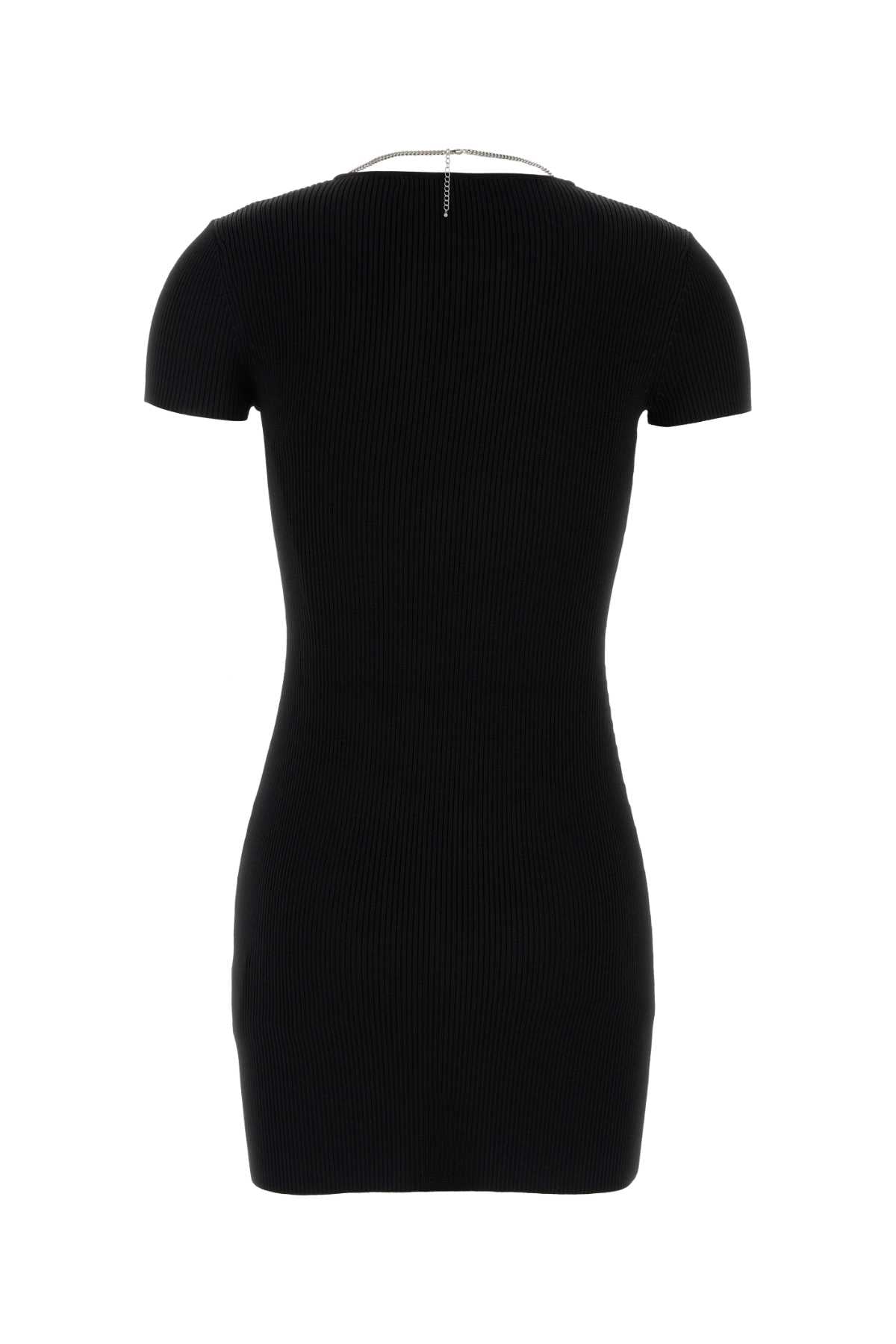 ALEXANDER WANG V-Neck Mini Dress with Nameplate Chain