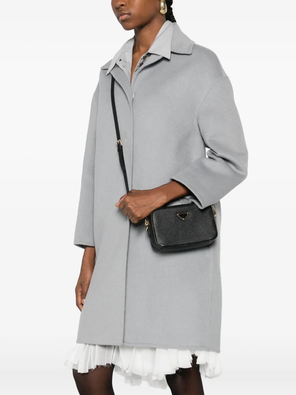 PRADA Hammered Leather Crossbody Handbag W 17 X H 11 X D 6 CM