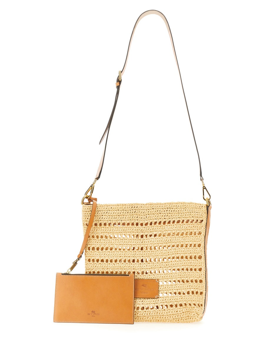 ETRO Perforated Raffia Shoulder Mini Handbag
