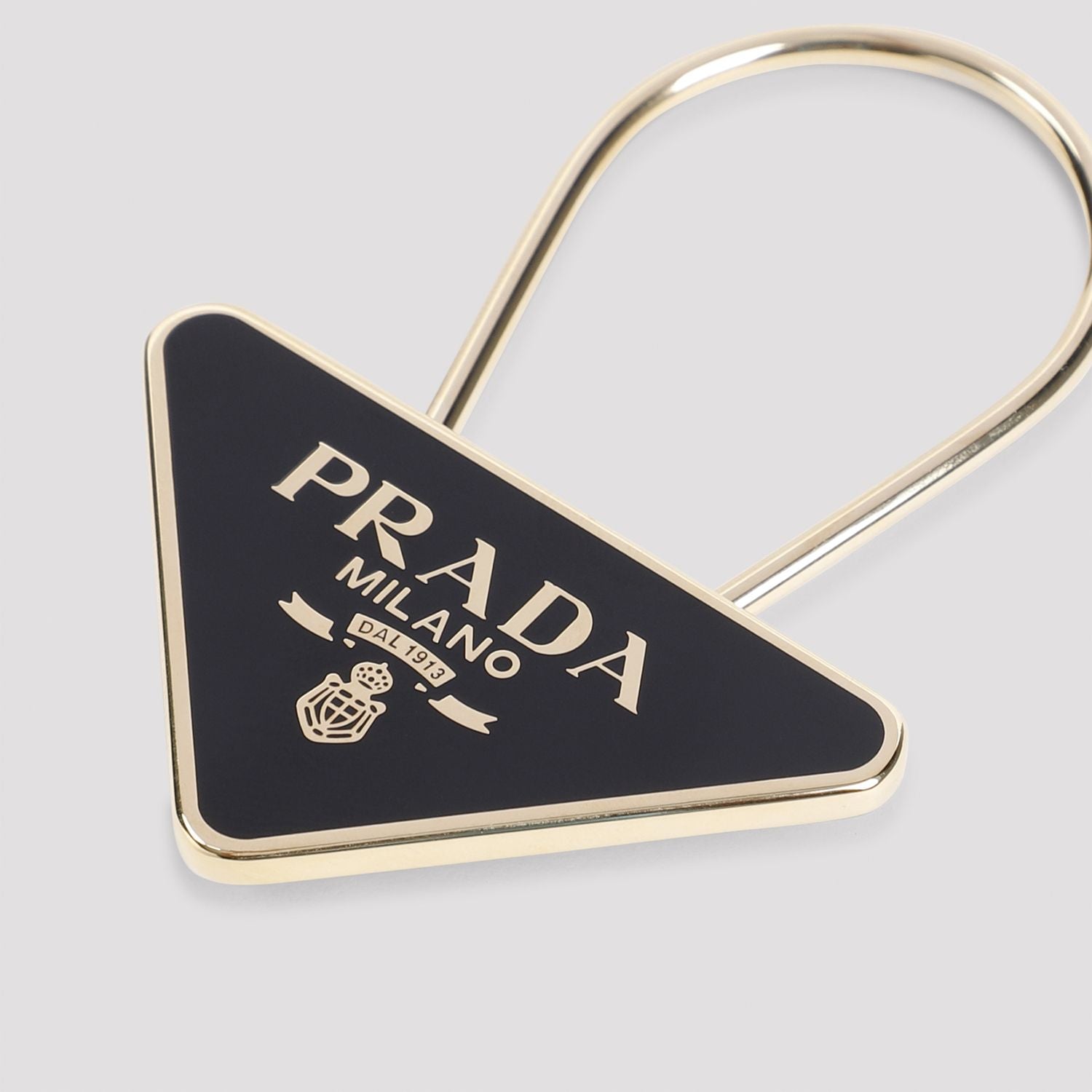 PRADA Triangular Enamelled Metal Key Ring