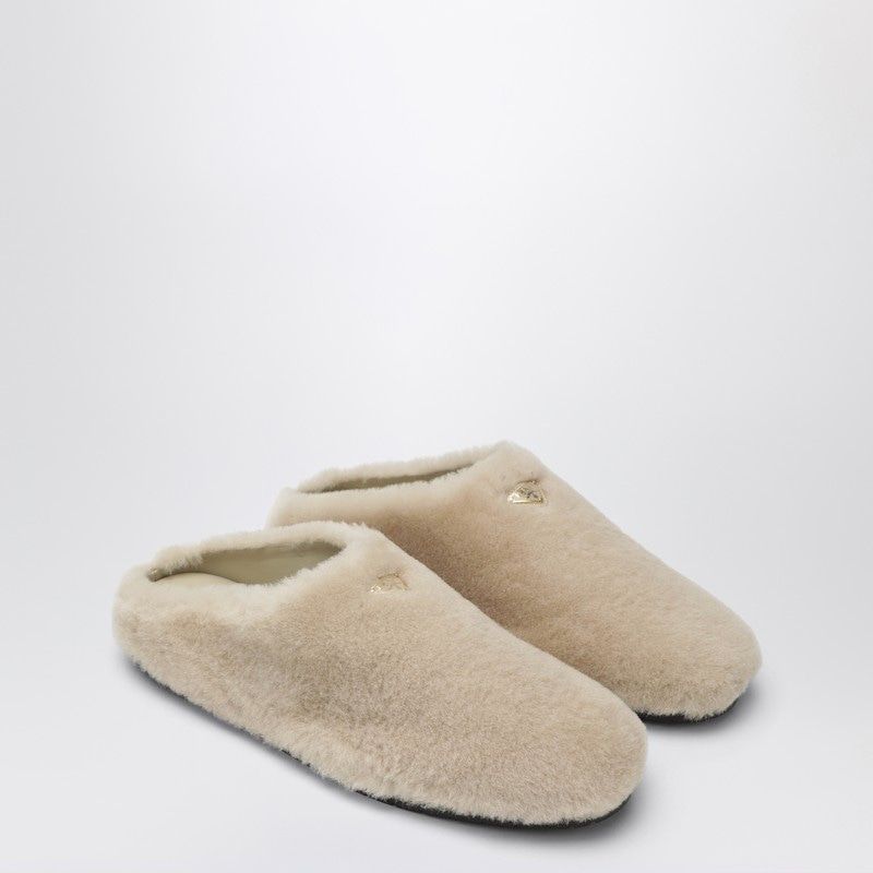 PRADA Shearling Clogs with Metal Accent