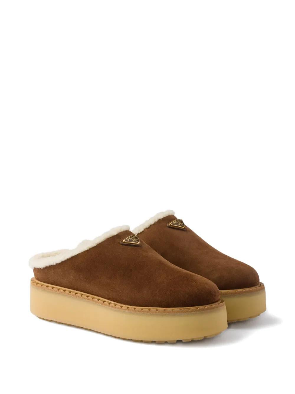 PRADA Suede Flats with Shearling Lining