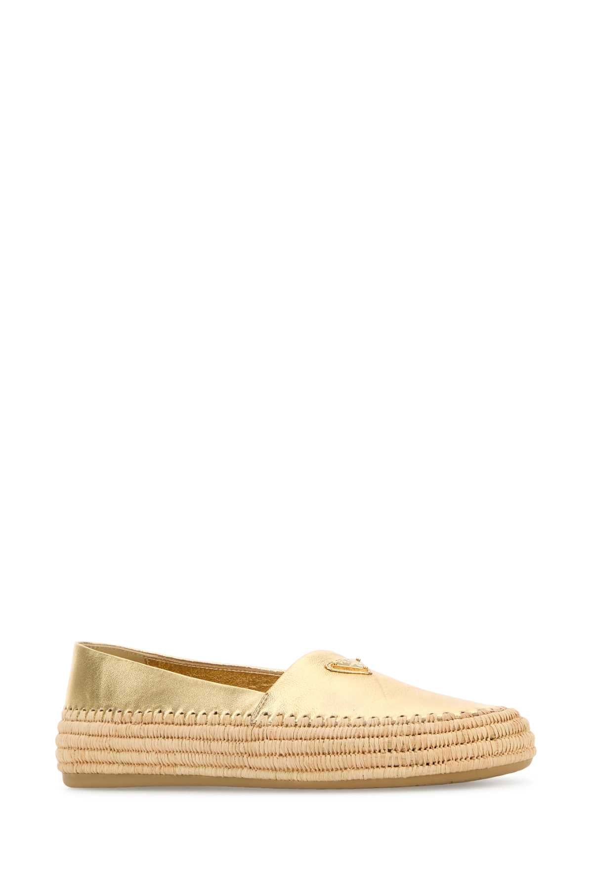 PRADA Women's Gold Leather Espadrilles