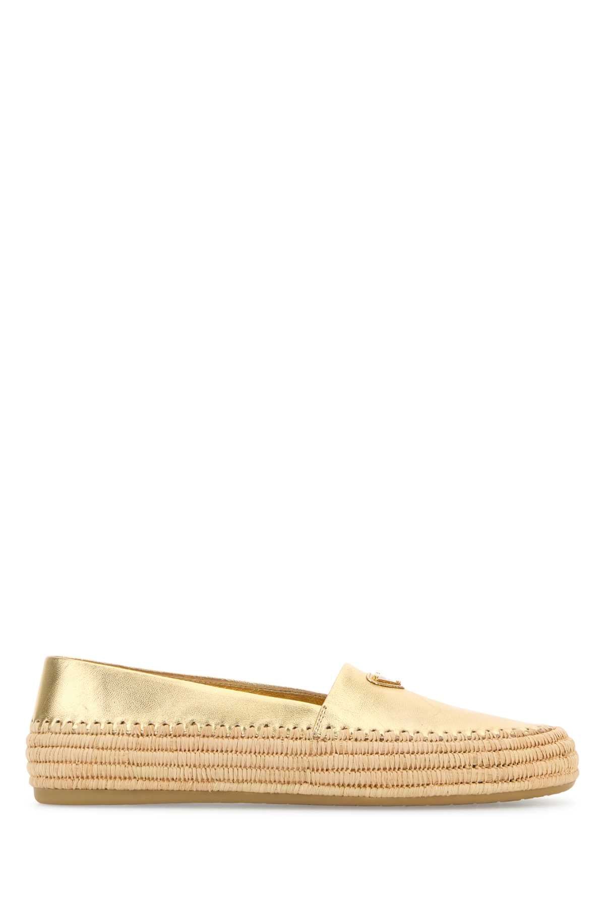 PRADA Women's Gold Leather Espadrilles